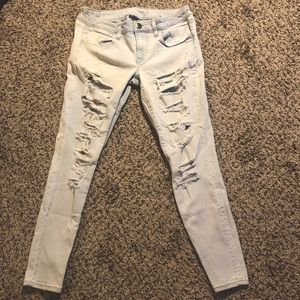AEO Denim X super low rise distressed jegging